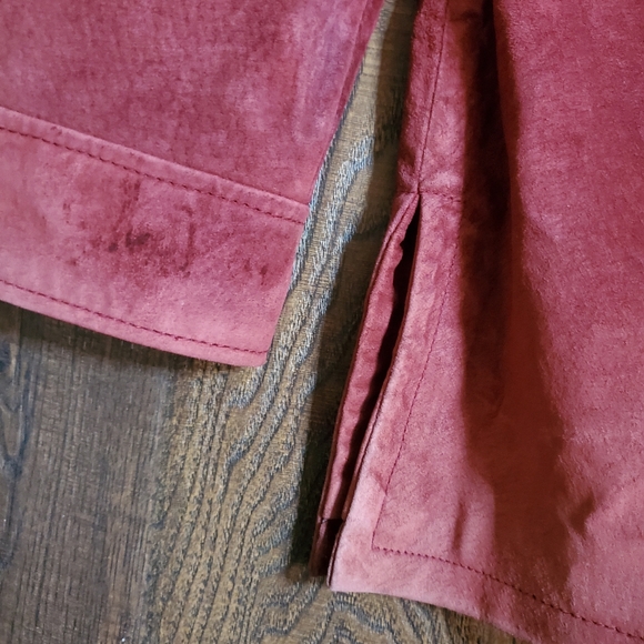 Jessica Holbrook Burgundy Leather Jacket - Picture 7 of 11